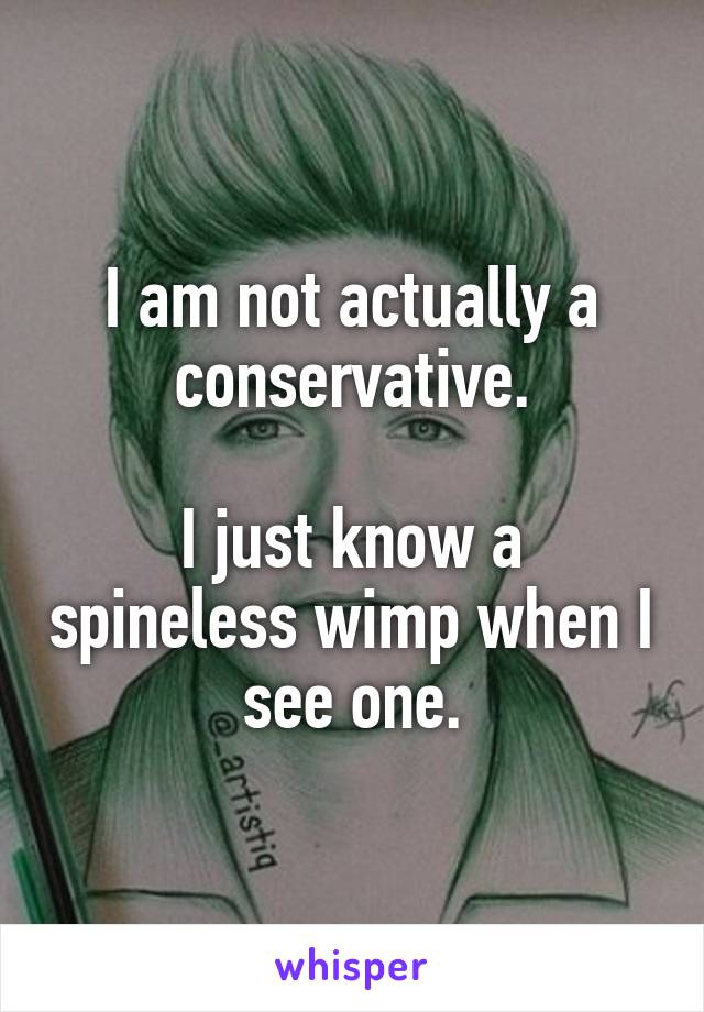 I am not actually a conservative.

I just know a spineless wimp when I see one.