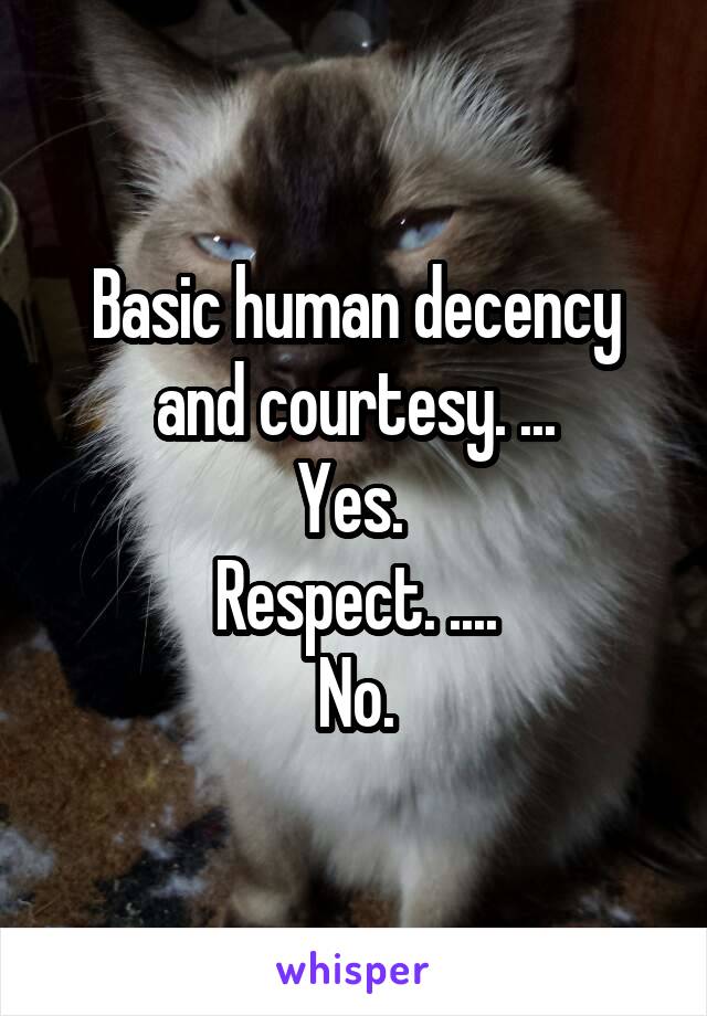 Basic human decency and courtesy. ...
Yes. 
Respect. ....
No.