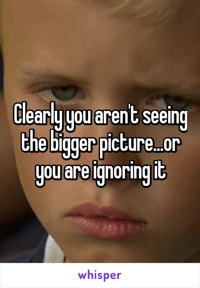 Clearly you aren't seeing the bigger picture...or you are ignoring it