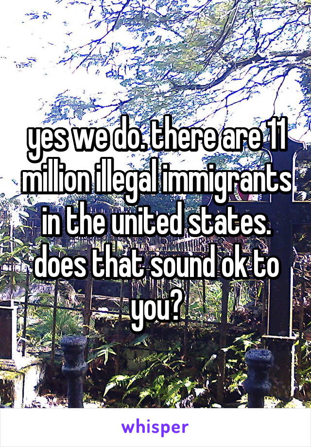 yes we do. there are 11 million illegal immigrants in the united states. does that sound ok to you?