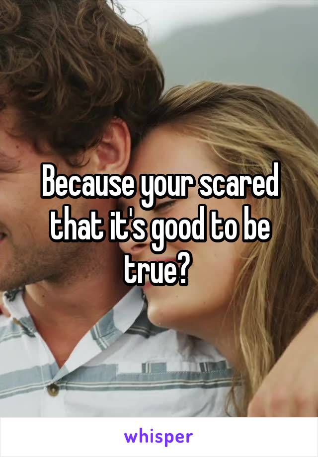 Because your scared that it's good to be true? 