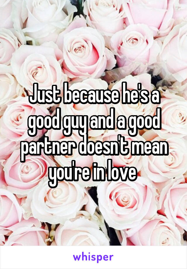 Just because he's a good guy and a good partner doesn't mean you're in love 