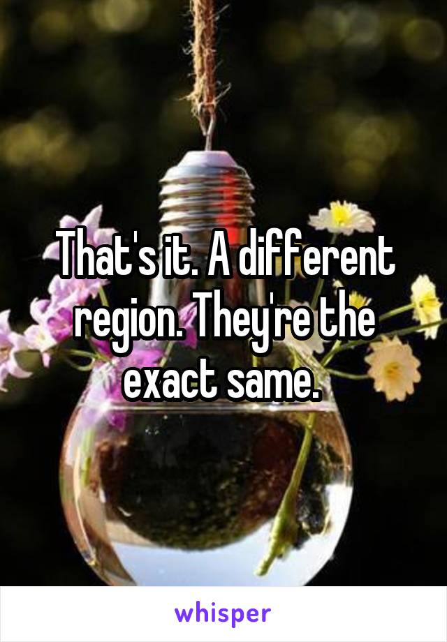 That's it. A different region. They're the exact same. 