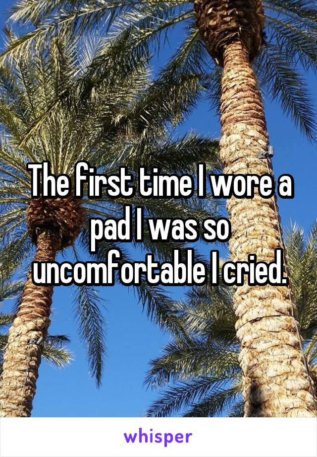 The first time I wore a pad I was so uncomfortable I cried.
