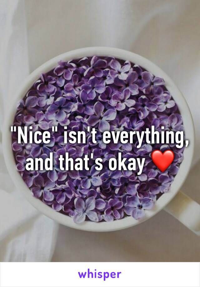 "Nice" isn't everything, and that's okay ❤