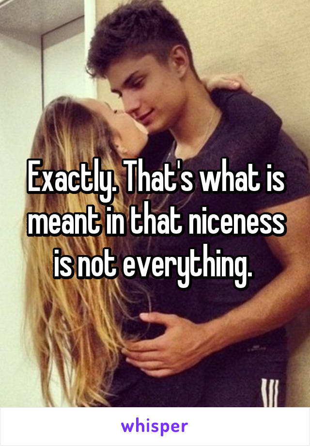 Exactly. That's what is meant in that niceness is not everything. 