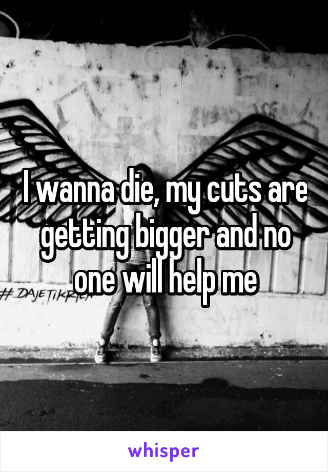 I wanna die, my cuts are getting bigger and no one will help me