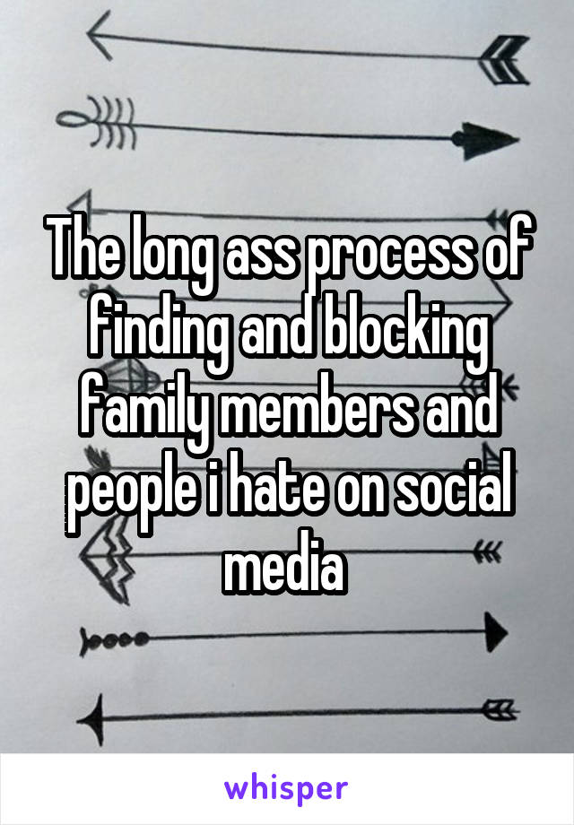 The long ass process of finding and blocking family members and people i hate on social media 