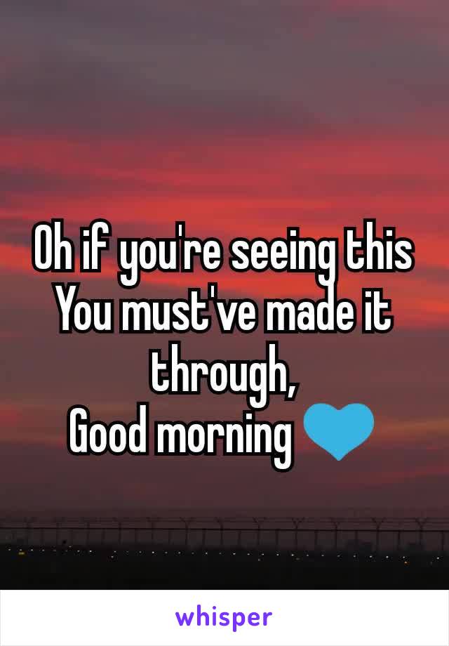 Oh if you're seeing this
You must've made it through,
Good morning 💙