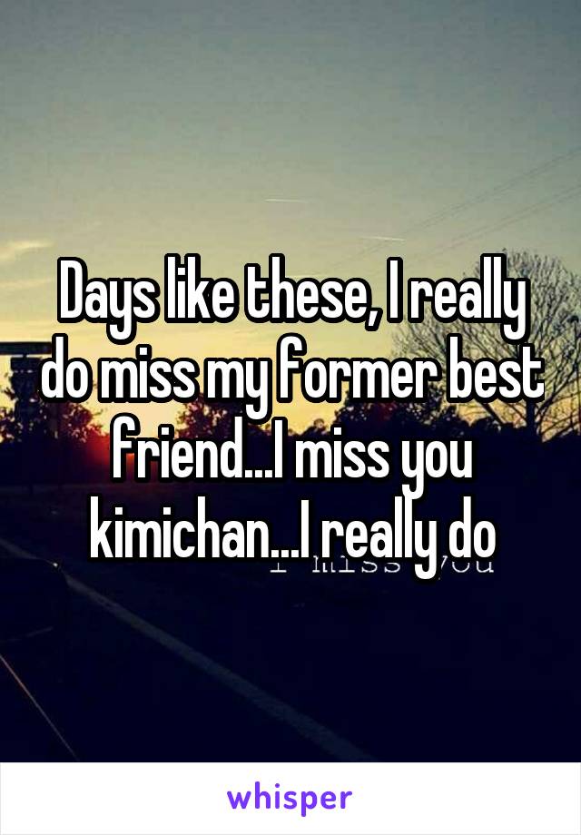 Days like these, I really do miss my former best friend...I miss you kimichan...I really do