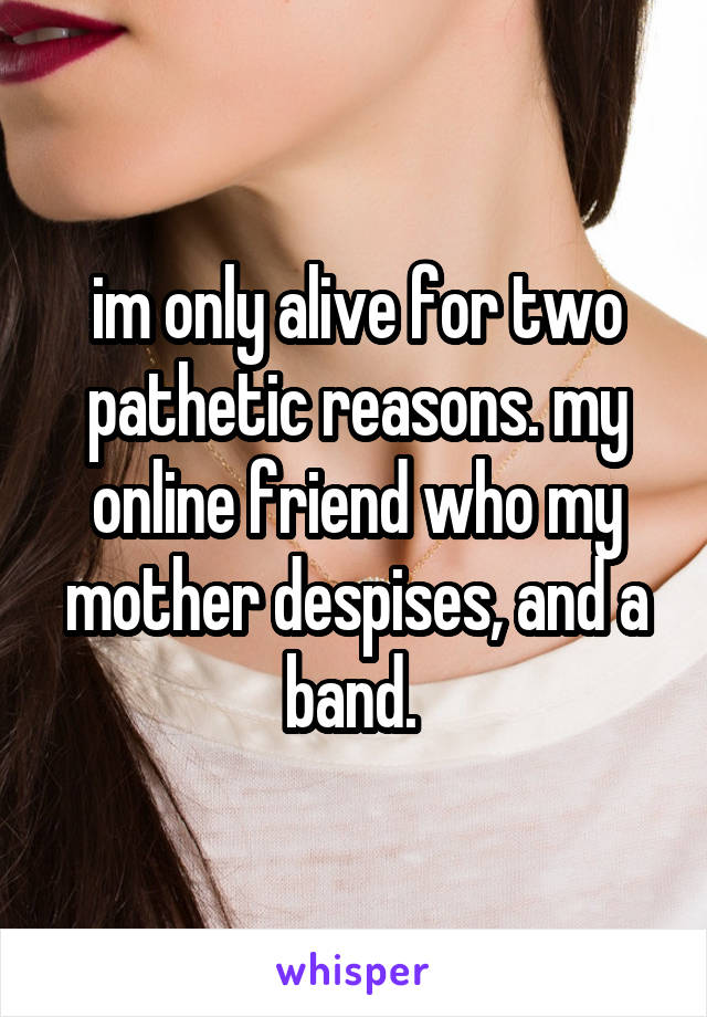 im only alive for two pathetic reasons. my online friend who my mother despises, and a band. 