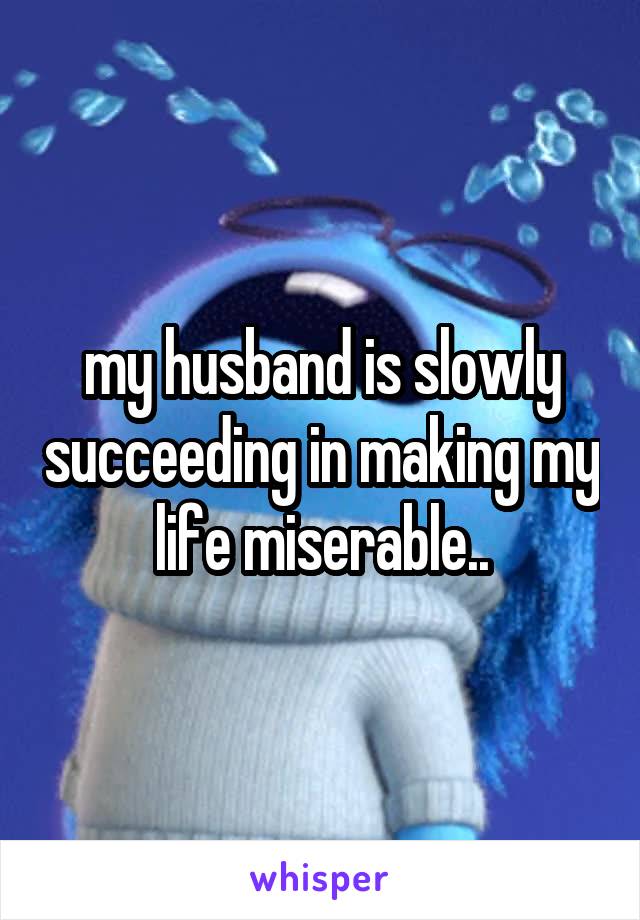 my husband is slowly succeeding in making my life miserable..