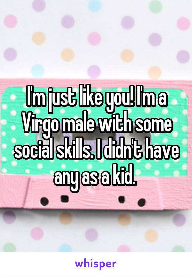 I'm just like you! I'm a Virgo male with some social skills. I didn't have any as a kid. 