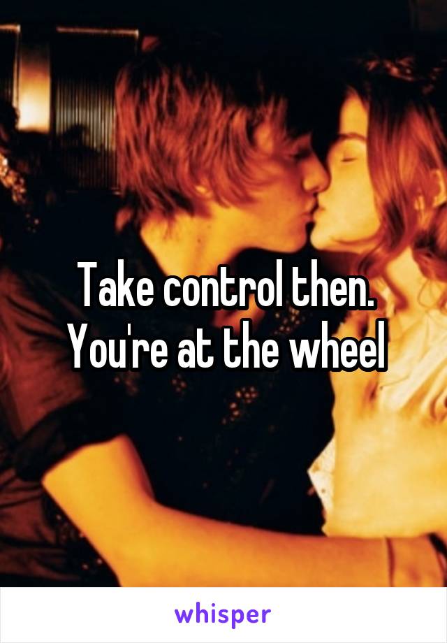 Take control then. You're at the wheel