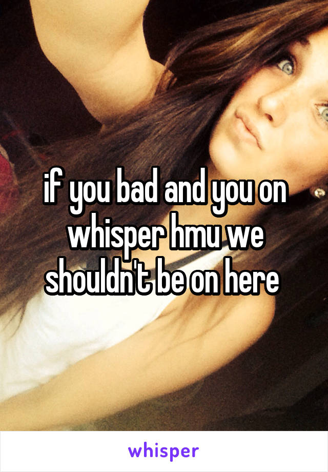  if you bad and you on whisper hmu we shouldn't be on here 