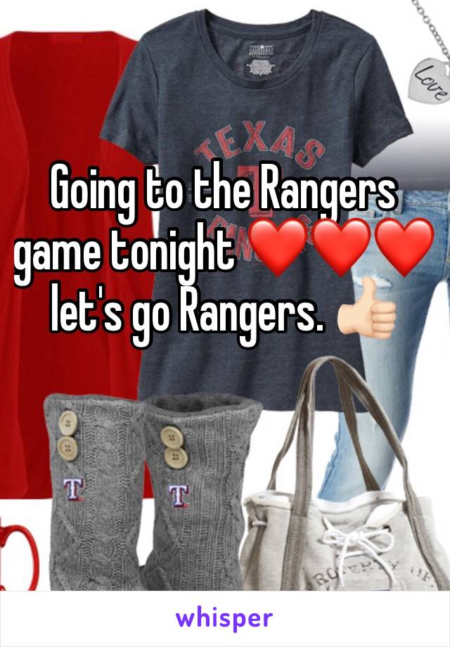 Going to the Rangers game tonight ❤️❤️❤️let's go Rangers. 👍🏻