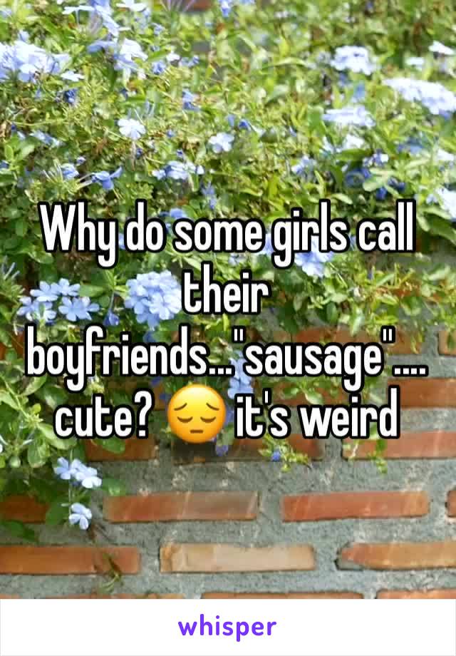 Why do some girls call their boyfriends..."sausage".... cute? 😔 it's weird 