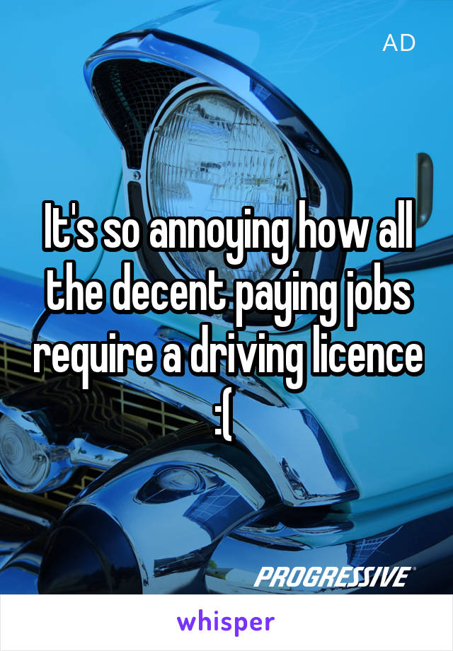 It's so annoying how all the decent paying jobs require a driving licence :( 