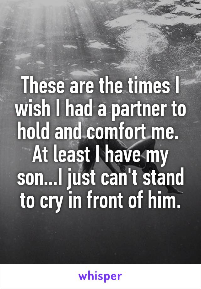 These are the times I wish I had a partner to hold and comfort me. 
At least I have my son...I just can't stand to cry in front of him.