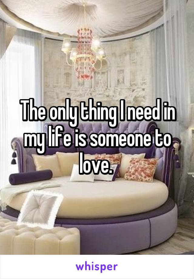 The only thing I need in my life is someone to love. 