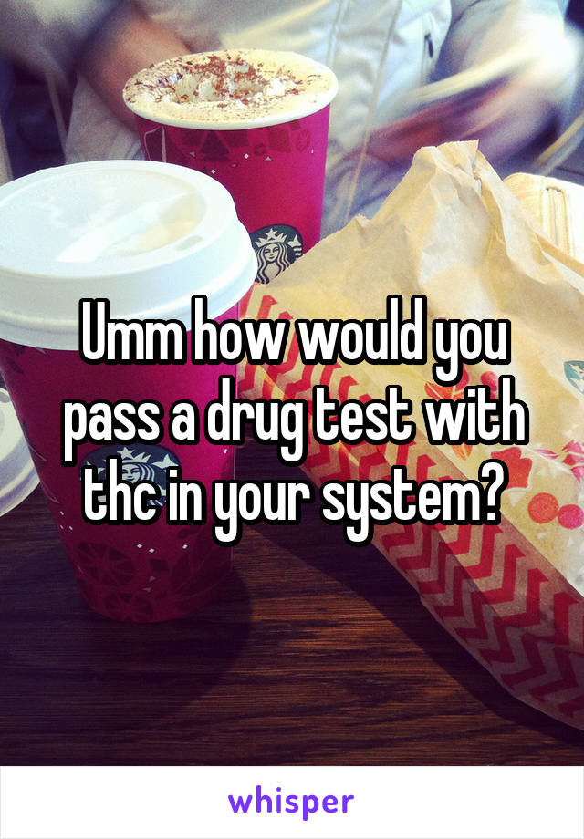 Umm how would you pass a drug test with thc in your system?