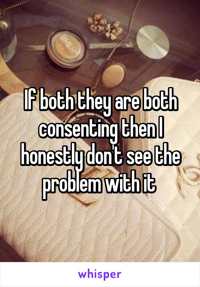 If both they are both consenting then I honestly don't see the problem with it 