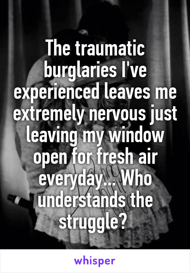 The traumatic burglaries I've experienced leaves me extremely nervous just leaving my window open for fresh air everyday... Who understands the struggle? 