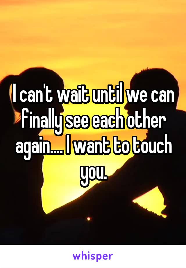 I can't wait until we can finally see each other again.... I want to touch you.