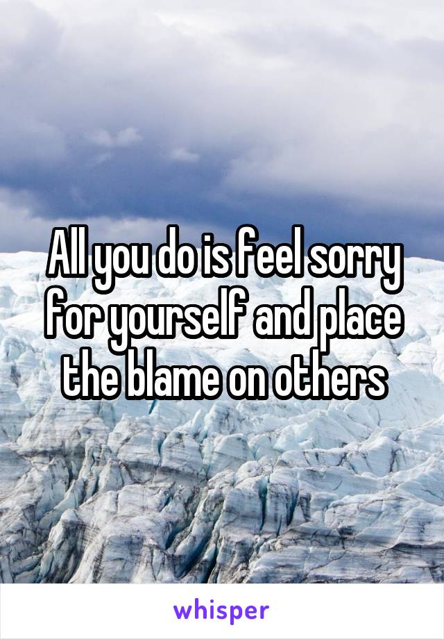 All you do is feel sorry for yourself and place the blame on others