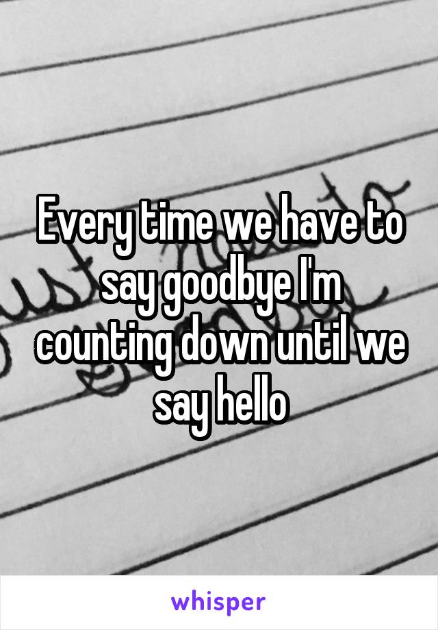 Every time we have to say goodbye I'm counting down until we say hello