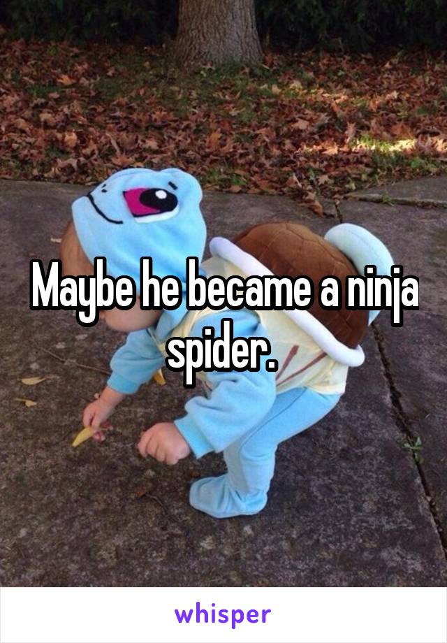 Maybe he became a ninja spider. 