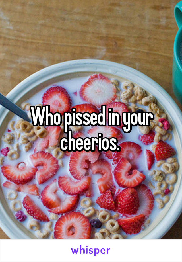 Who pissed in your cheerios. 