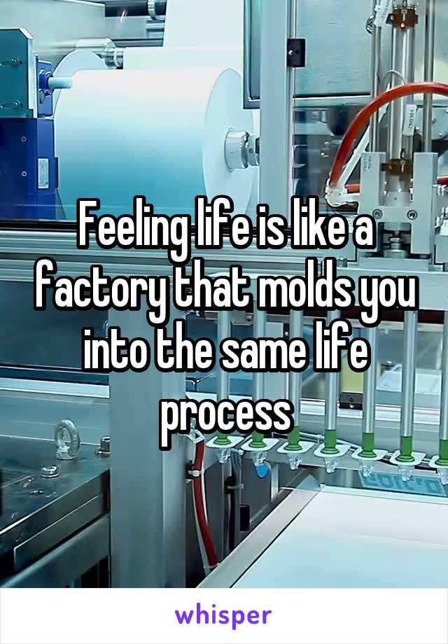 Feeling life is like a factory that molds you into the same life process