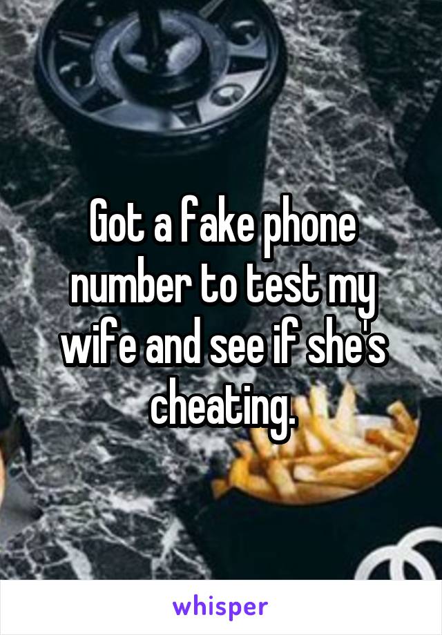 Got a fake phone number to test my wife and see if she's cheating.