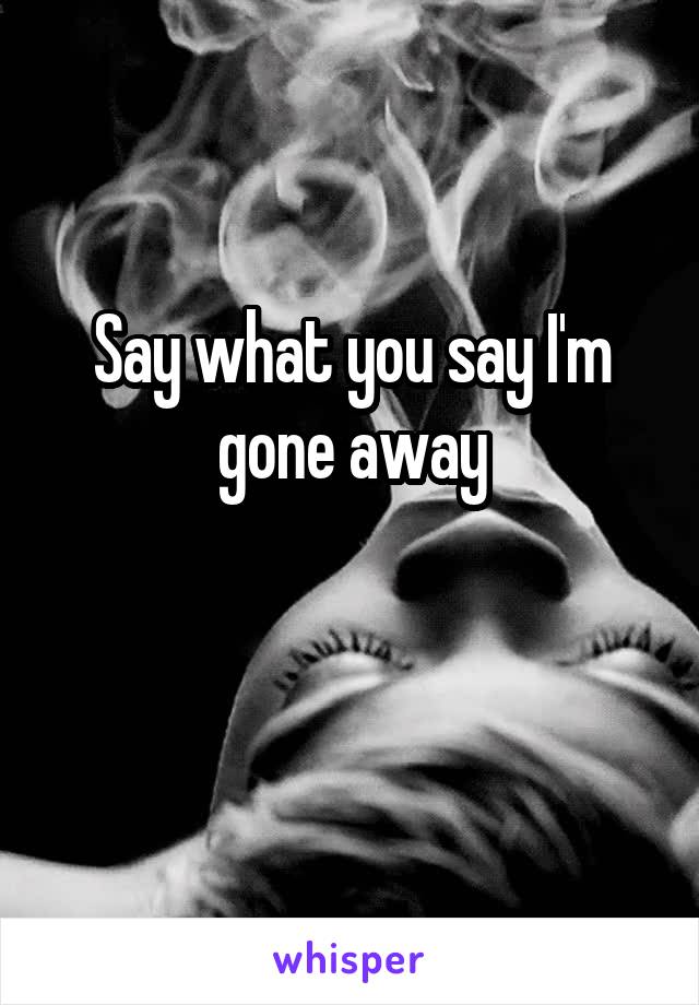 Say what you say I'm gone away

