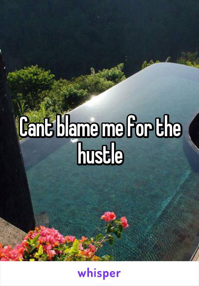 Cant blame me for the hustle