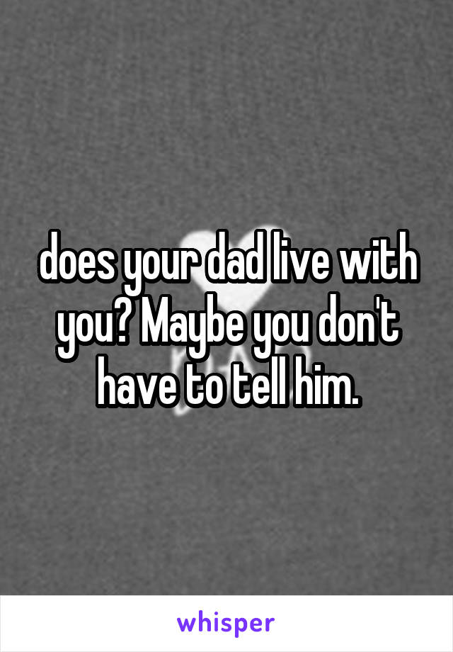 does your dad live with you? Maybe you don't have to tell him.