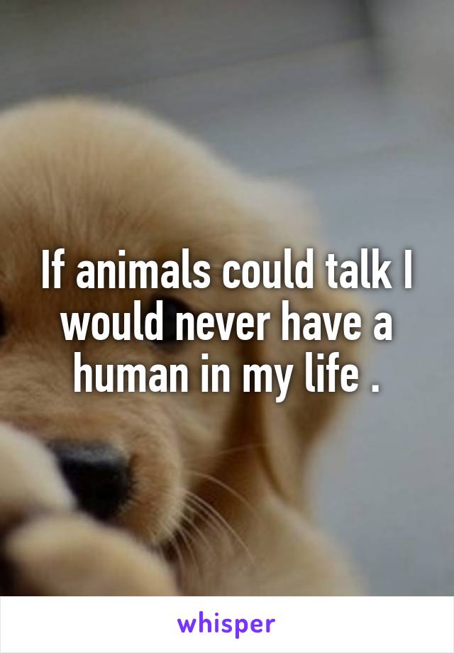 If animals could talk I would never have a human in my life .