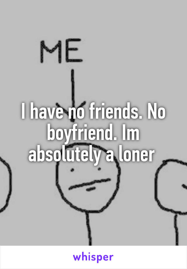 I have no friends. No boyfriend. Im absolutely a loner 