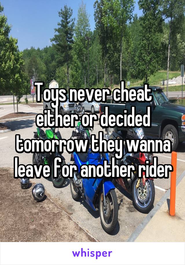 Toys never cheat either or decided tomorrow they wanna leave for another rider