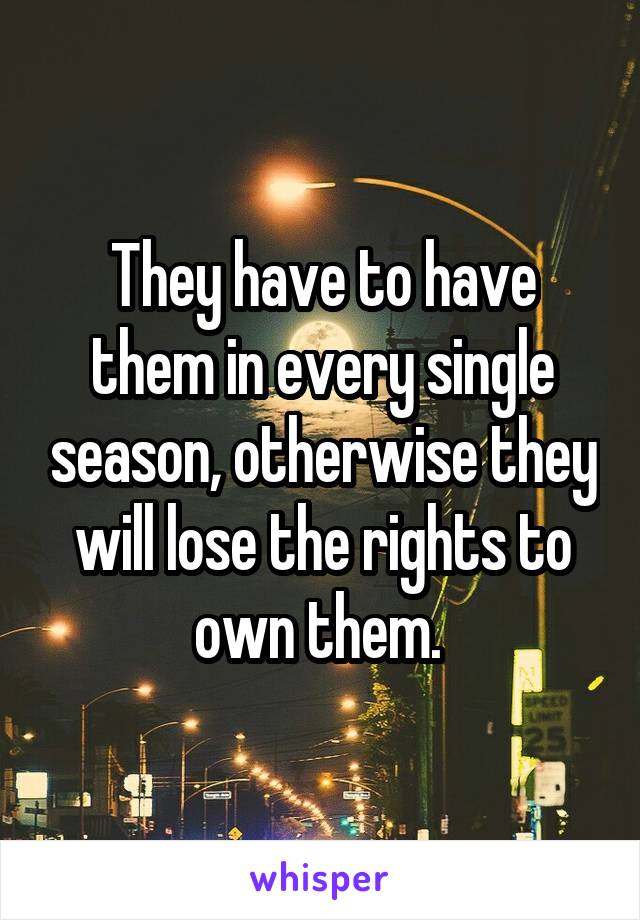 They have to have them in every single season, otherwise they will lose the rights to own them. 