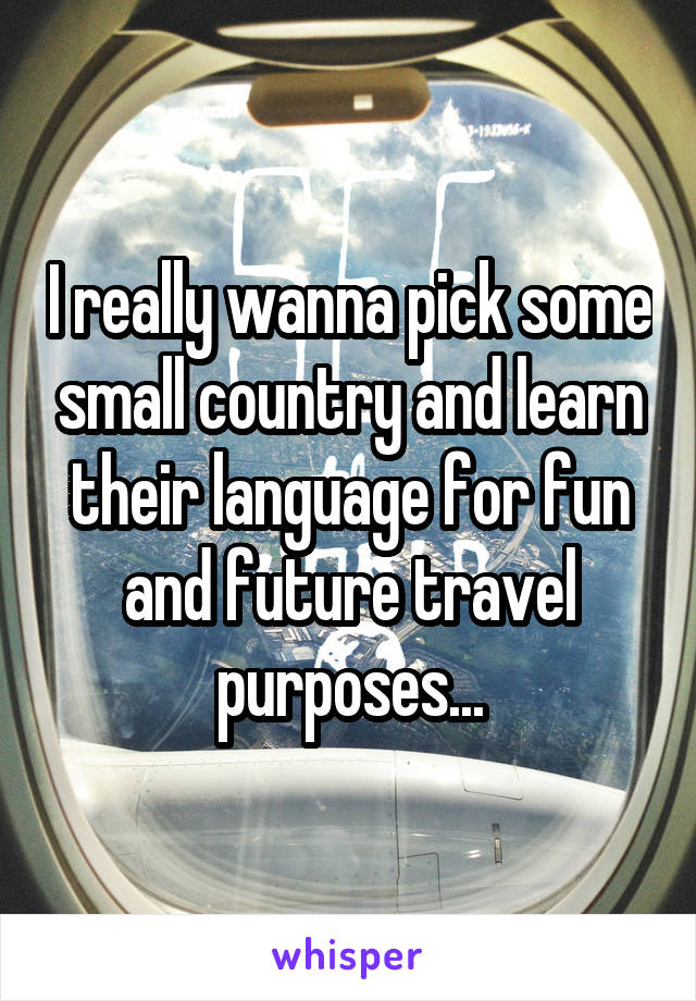 I really wanna pick some small country and learn their language for fun and future travel purposes...