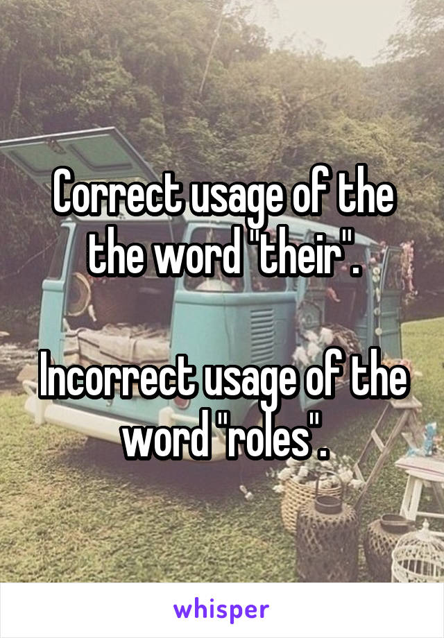 Correct usage of the the word "their".

Incorrect usage of the word "roles".