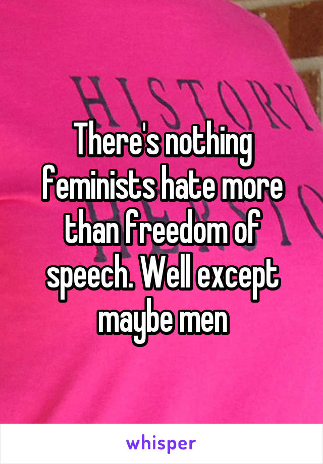 There's nothing feminists hate more than freedom of speech. Well except maybe men