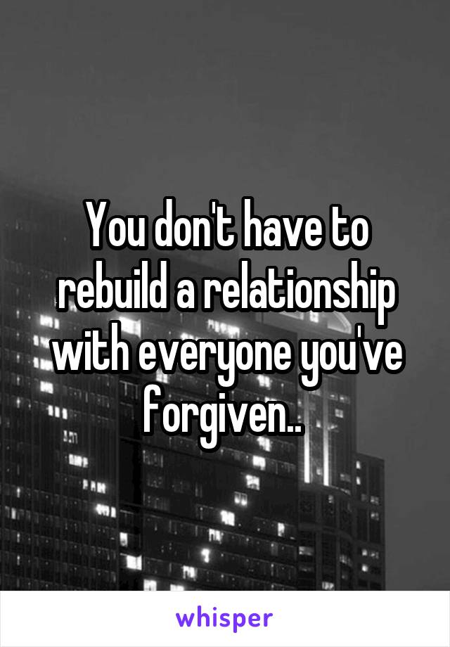 You don't have to rebuild a relationship with everyone you've forgiven.. 