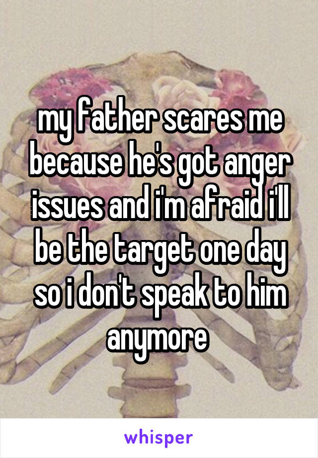 my father scares me because he's got anger issues and i'm afraid i'll be the target one day so i don't speak to him anymore 