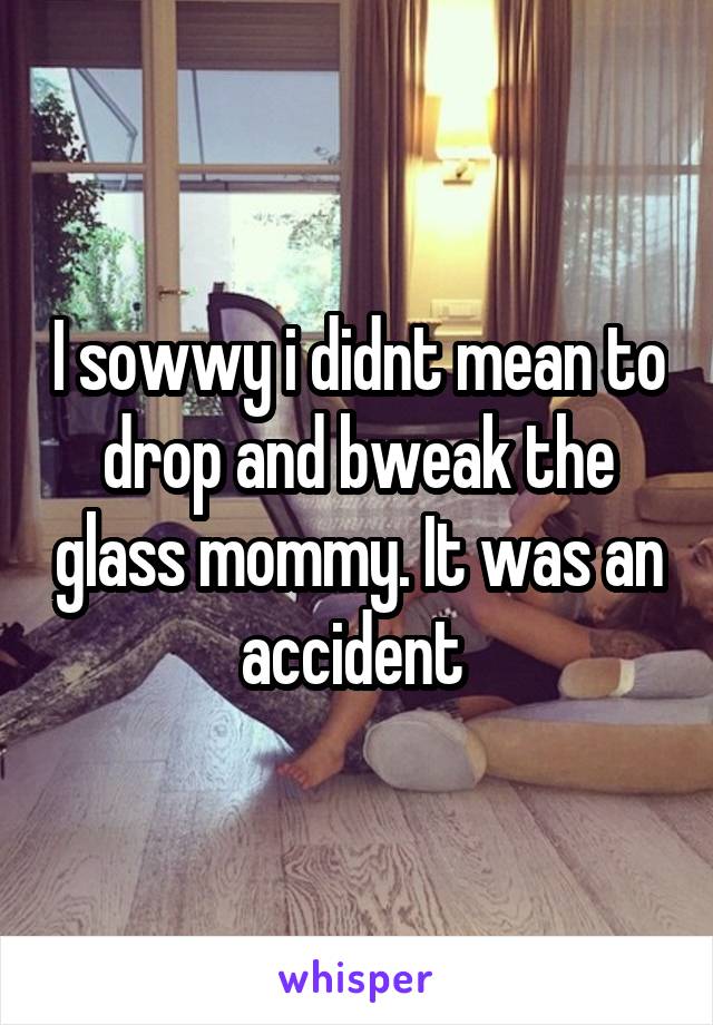 I sowwy i didnt mean to drop and bweak the glass mommy. It was an accident 