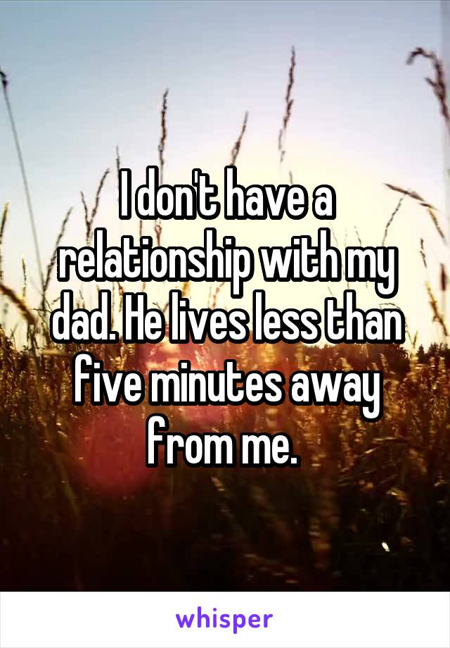I don't have a relationship with my dad. He lives less than five minutes away from me. 