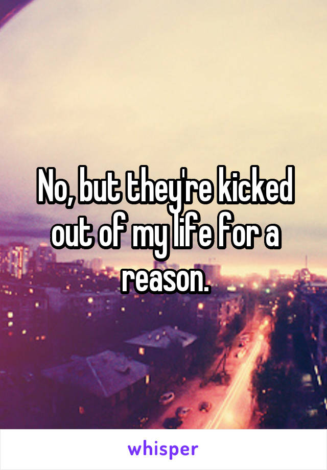 No, but they're kicked out of my life for a reason.