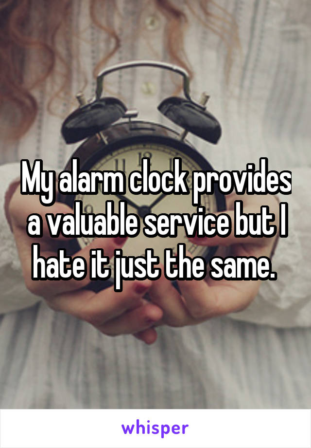 My alarm clock provides a valuable service but I hate it just the same. 